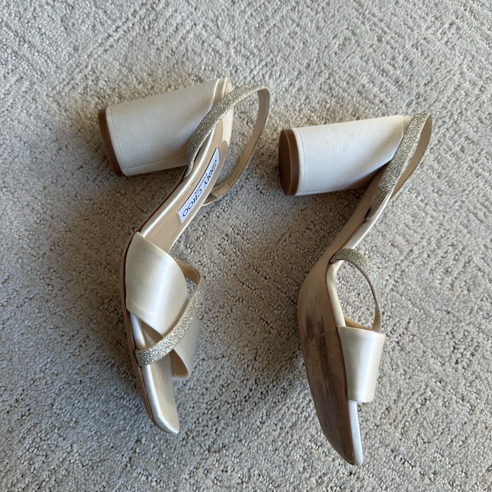Jimmy Choo Bridal Plum Satin & Glitter Heels - Picture 6 of 11